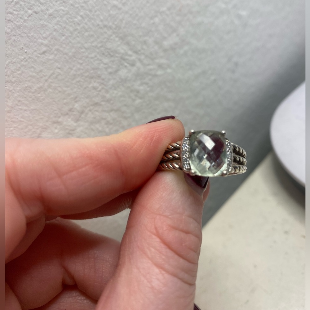 David Yurman Petite Wheaton Ring - Prasiolite and Diamonds. Size 6.5! - Picture 2 of 7